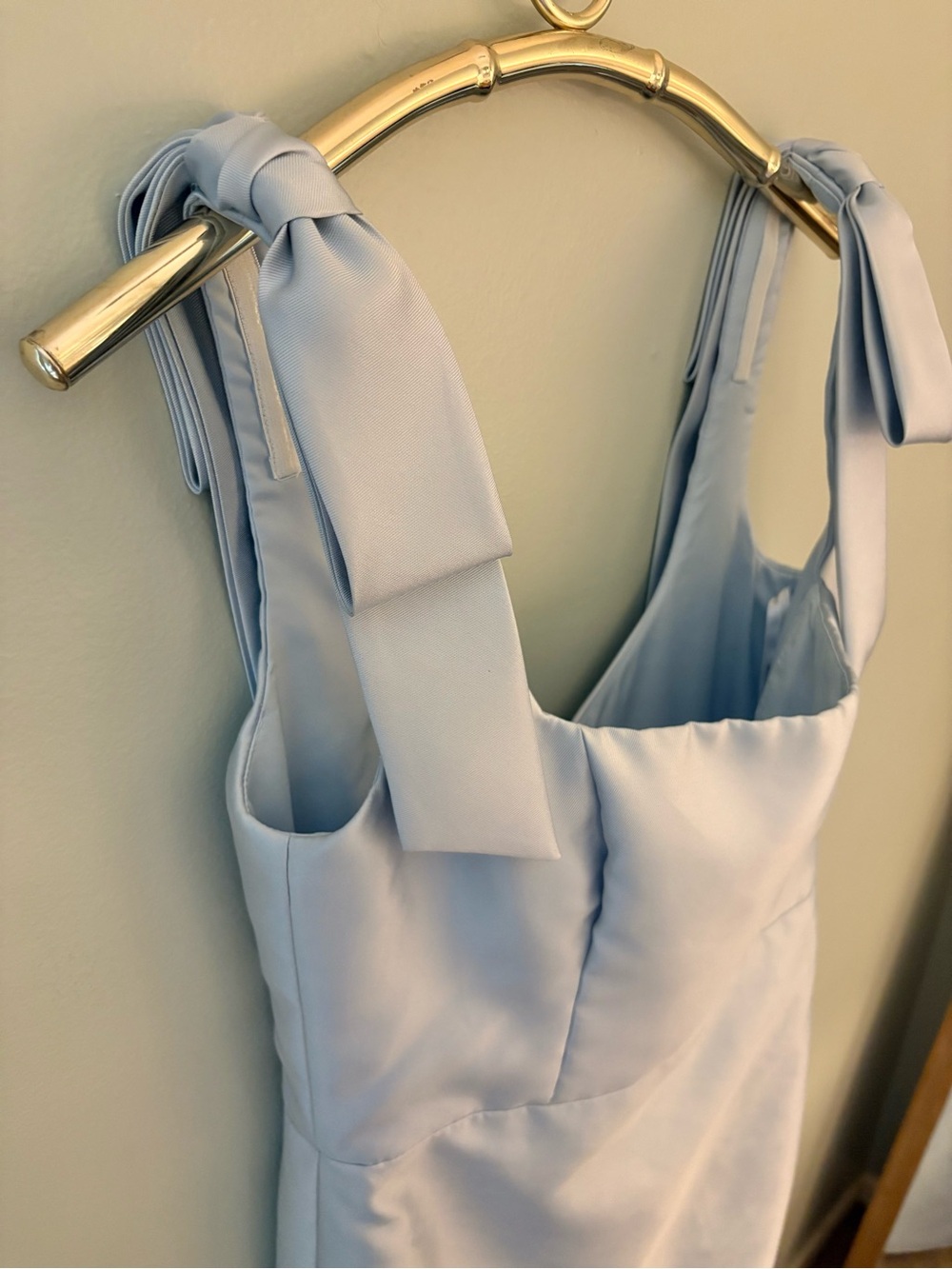 Alfred Sung D868 Mist Blue formal dress bridesmaids maxi bows - Picture 4 of 7